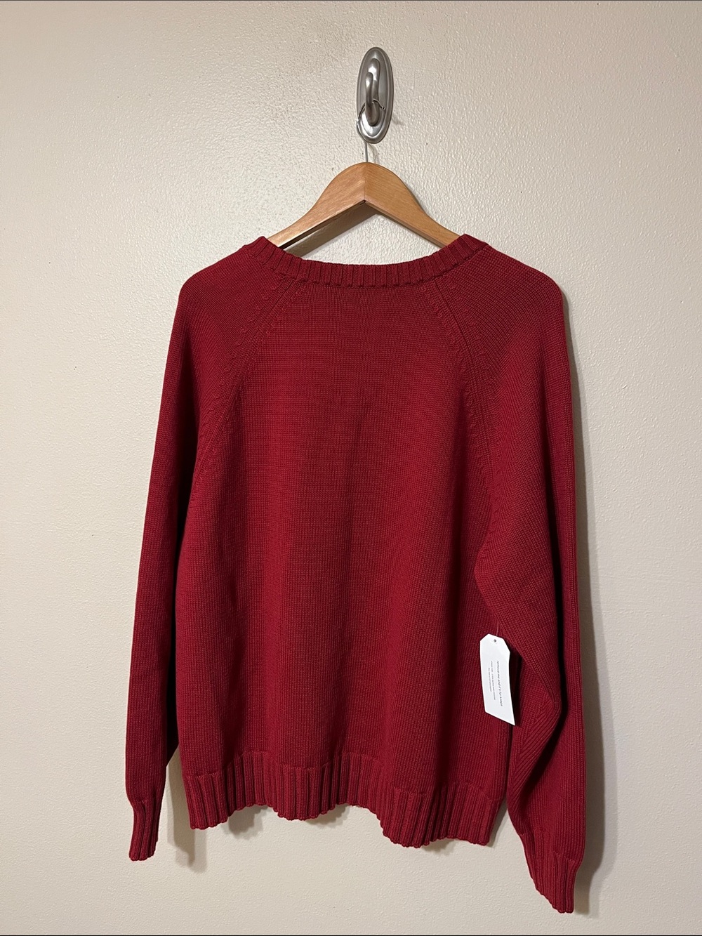 DONNI. Cotton Cashmere V-Neck Sweater in Rouge - Picture 7 of 10